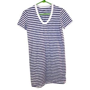 Women’s Universal Thread White And Blue Striped Short Sleeve Mini Dress. Size XS